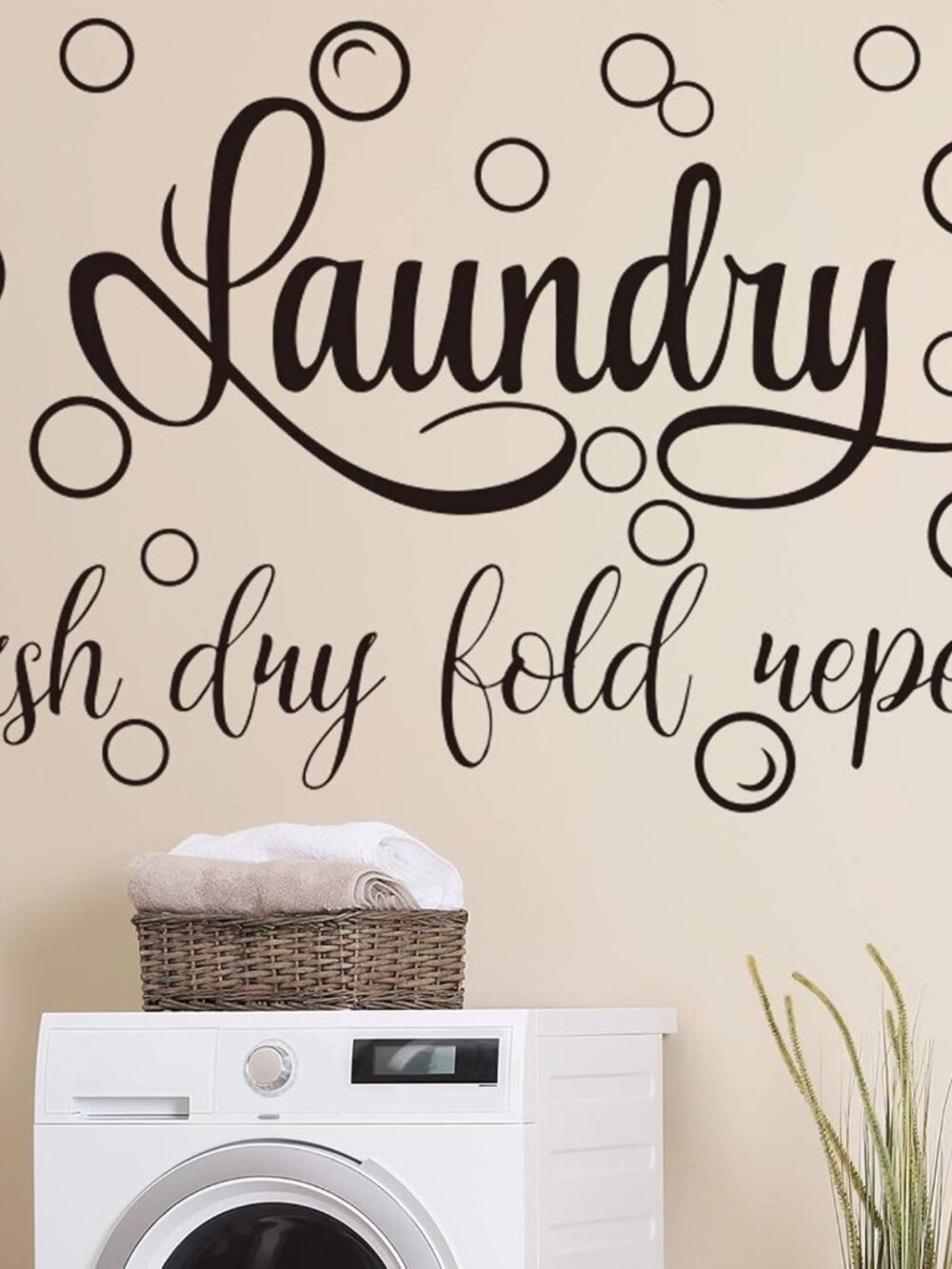 Laundry Room Sign Decals Decor Bubble Quote Stickers,19.7 X 30.7'',Black